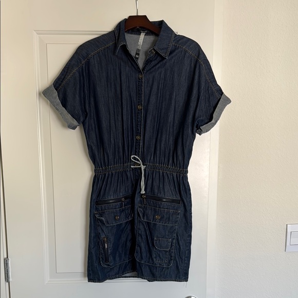 Mini Button Down Jean Dress - Picture 1 of 6